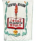 Jesus Saves chenille bedspread