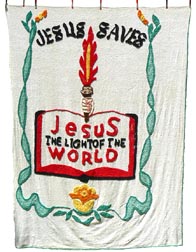 Jesus Saves chenille bedspread