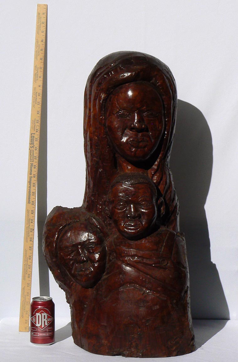 African-American carving of mother and children
