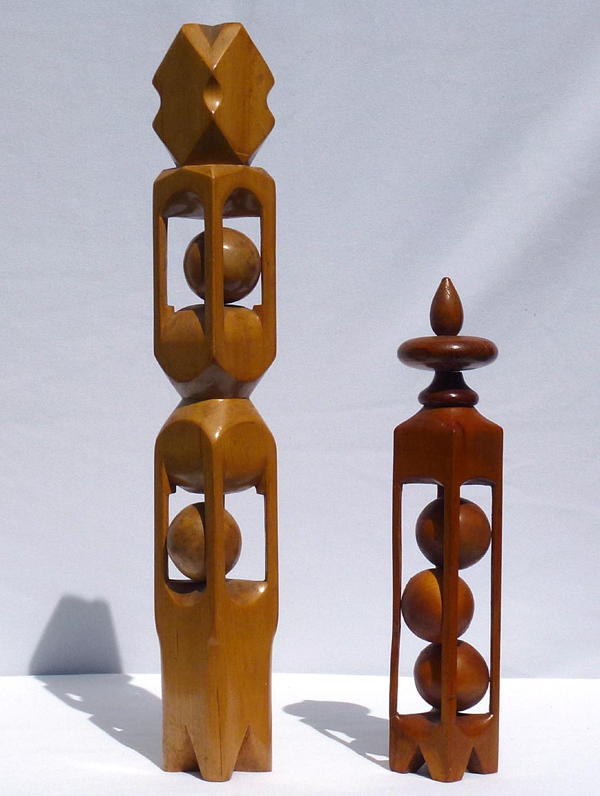 Four whimsy carvings by the same maker
