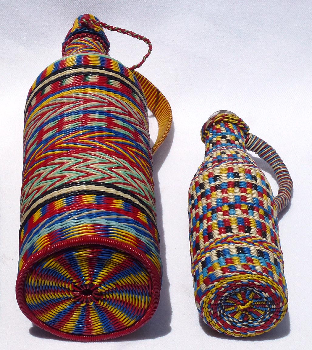 Telephone wire covered bottles