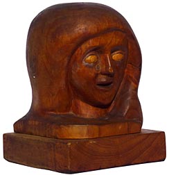 Carving of woman's head