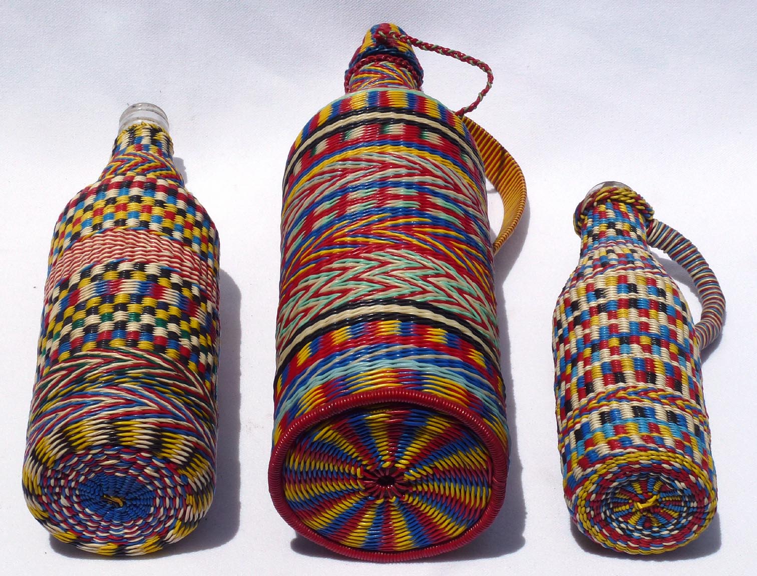 Telephone wire covered bottles