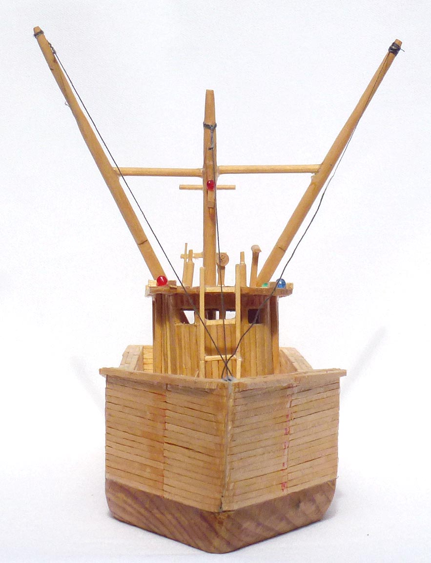 Matchstick fishing boat model