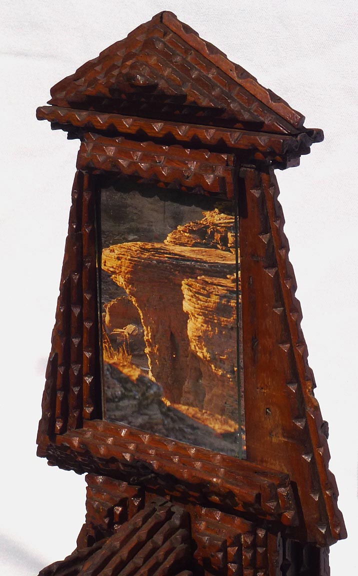 Tramp art box and pedestal