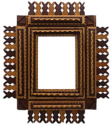 Tramp art frame with pieced border