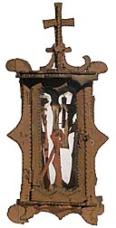 Tramp art crucifix shrine