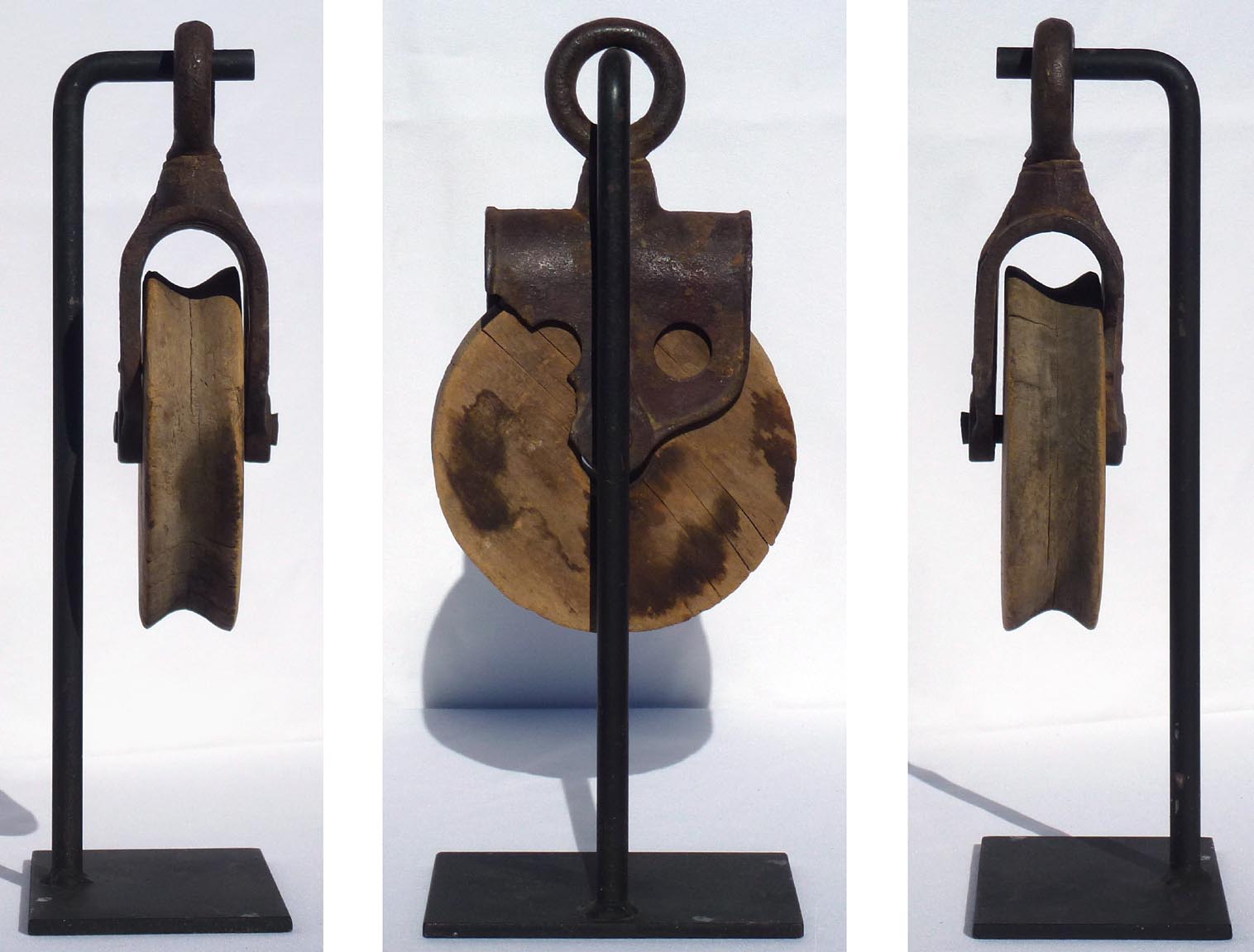 Wood and metal pulley