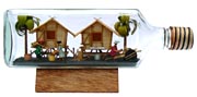Tropical village in bottle whimsy