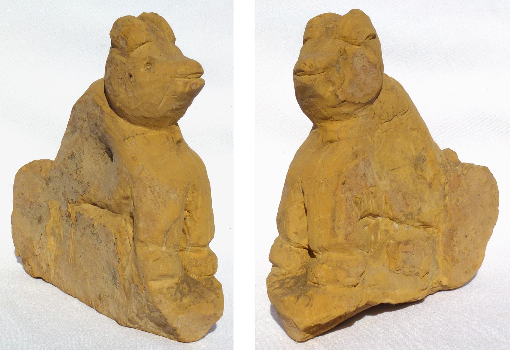 Brick end of day carving dog