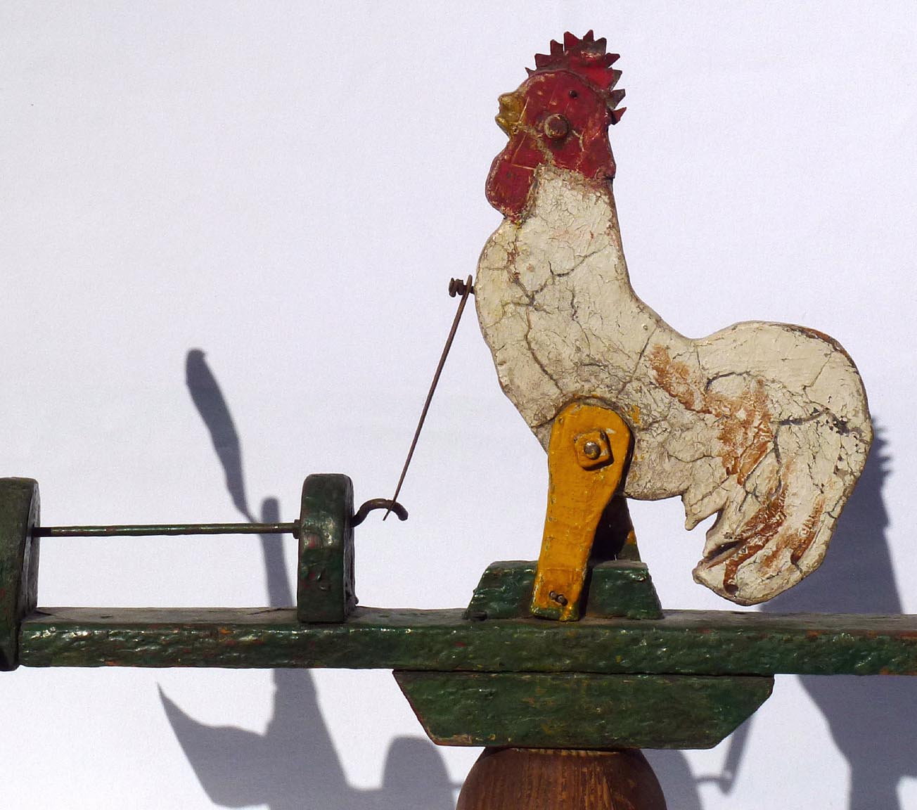 Crowing rooster whirligig