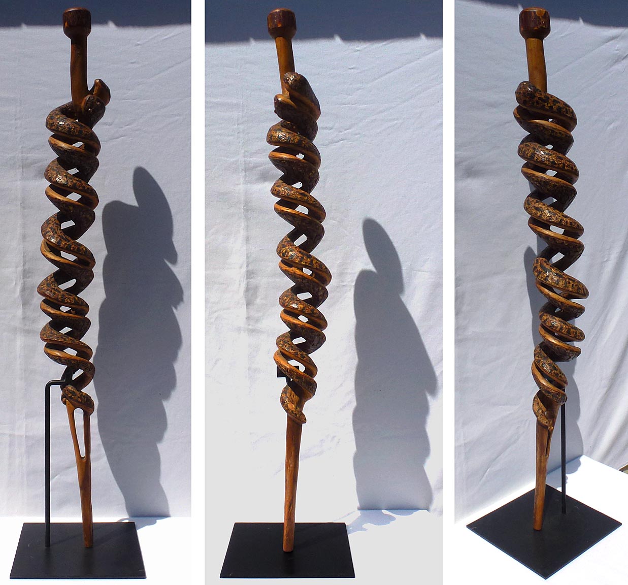 Carved double snake cane