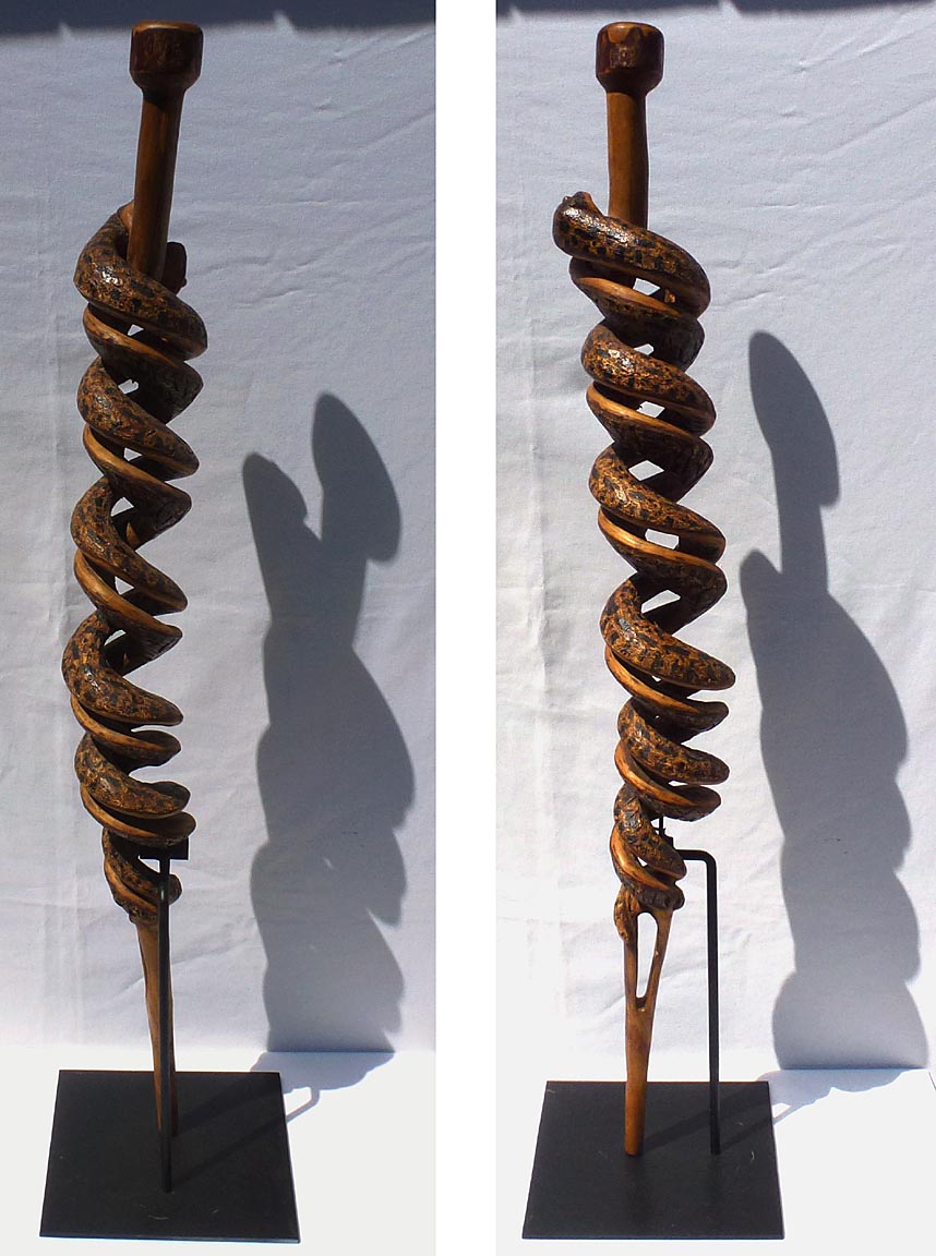 Carved double snake cane