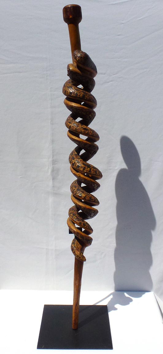 Carved double snake cane