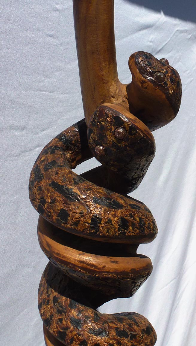 Carved double snake cane