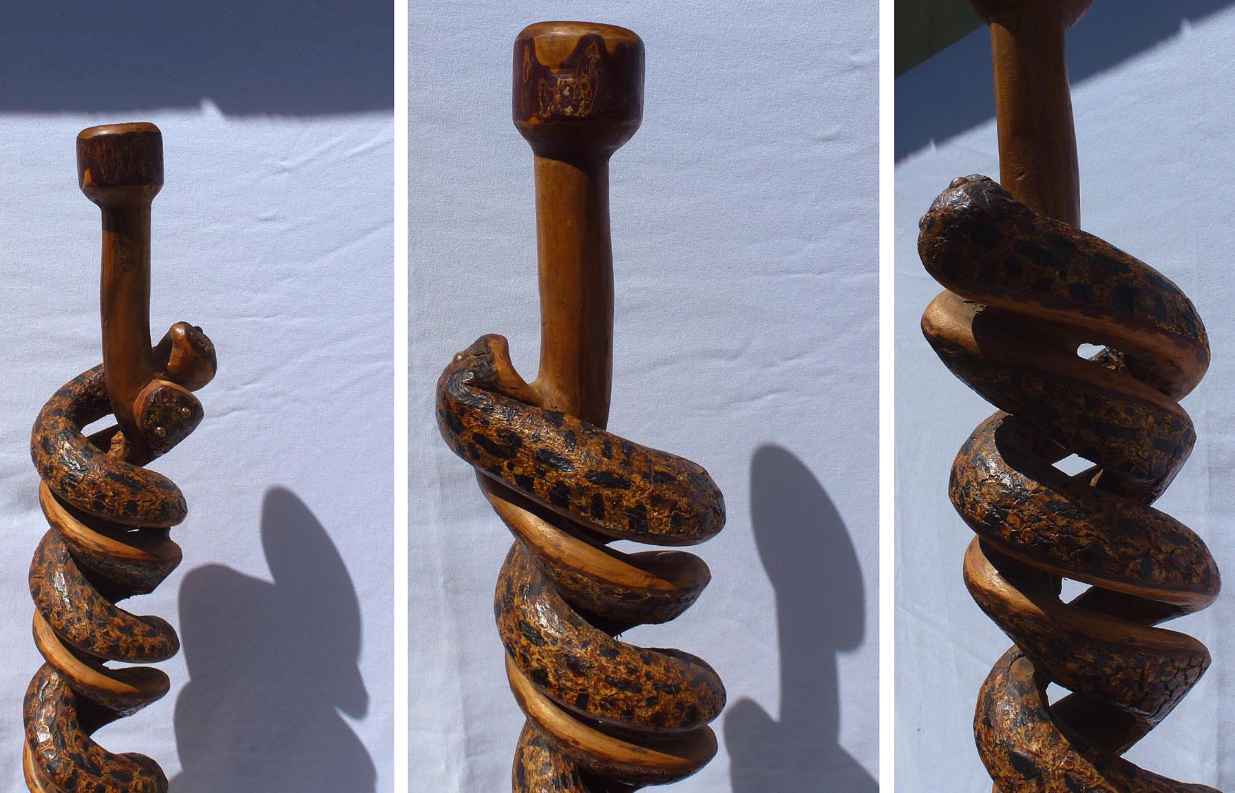 Carved double snake cane