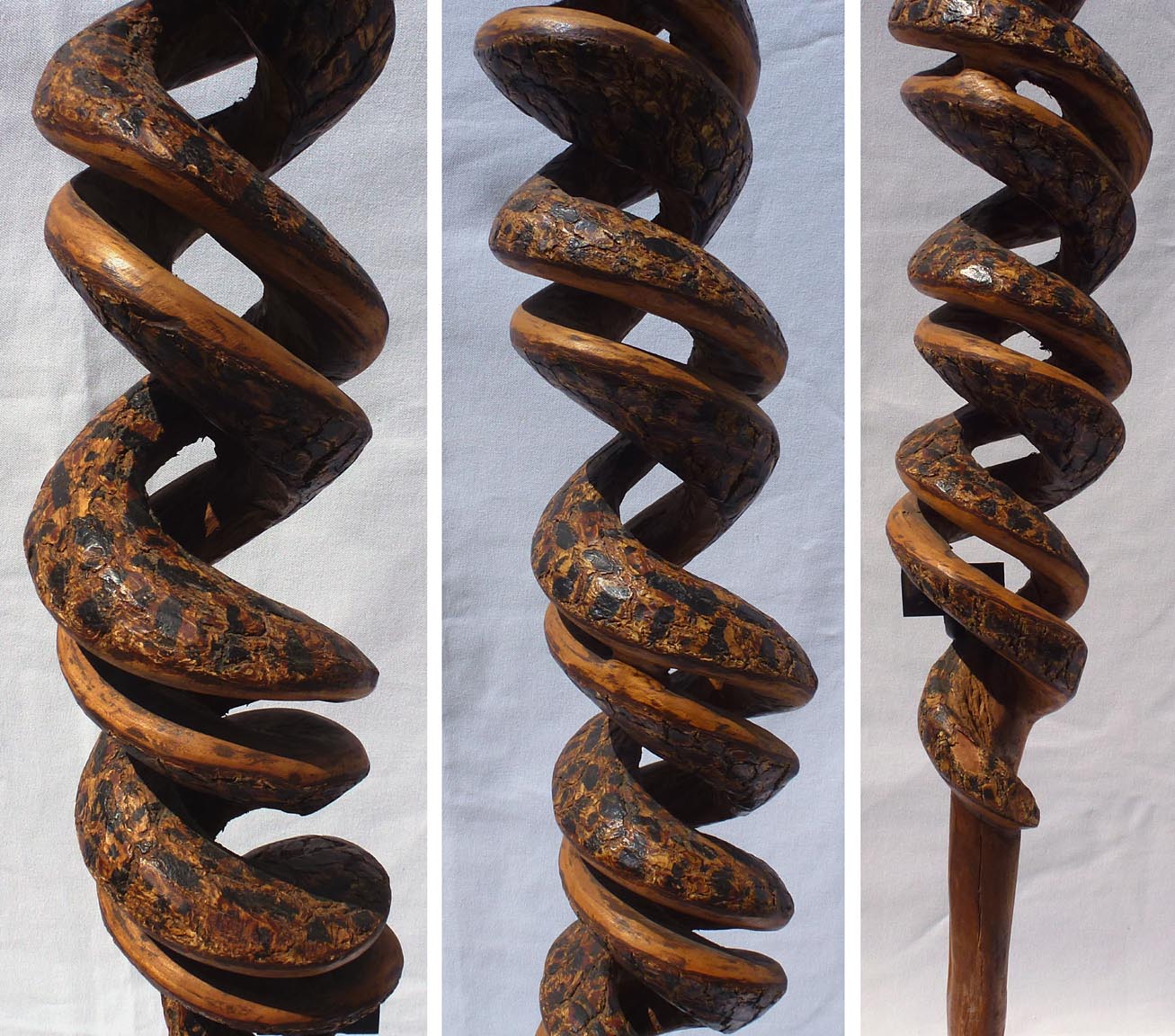Carved double snake cane