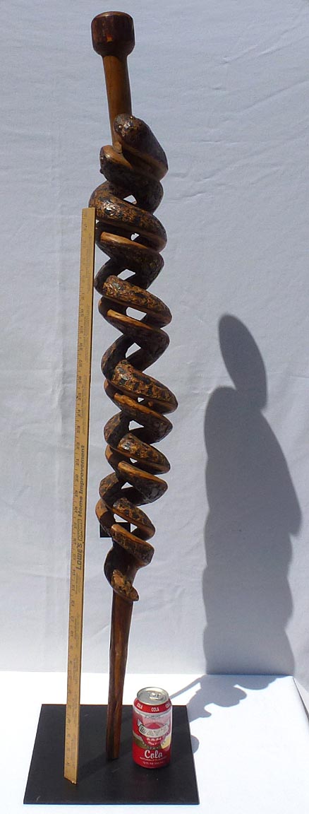 Carved double snake cane