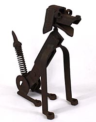 Found object metal dog sculpture