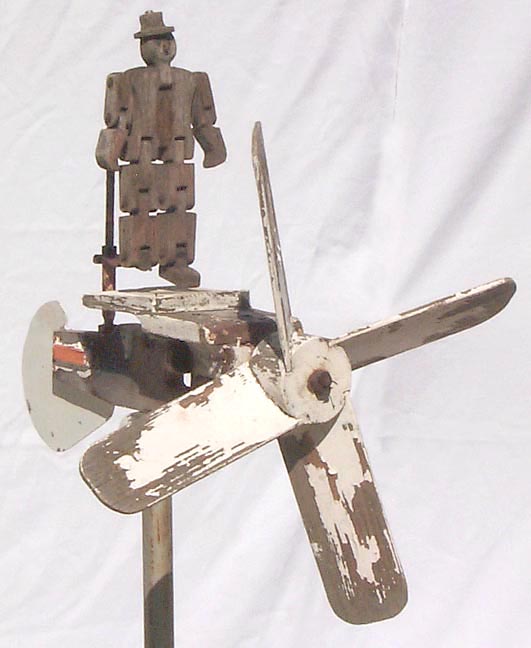 Folky Old unusual whirligig Dancing Man and Propellor.  